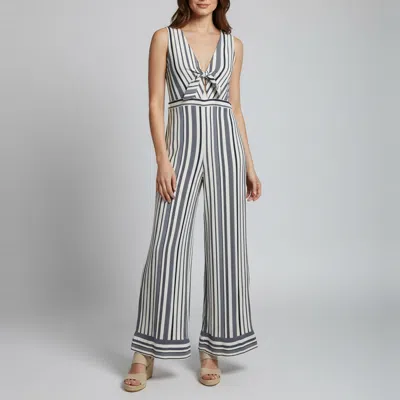 Pre-owned Alice And Olivia White/blue Striped Jacquard Laurice Jumpsuit M