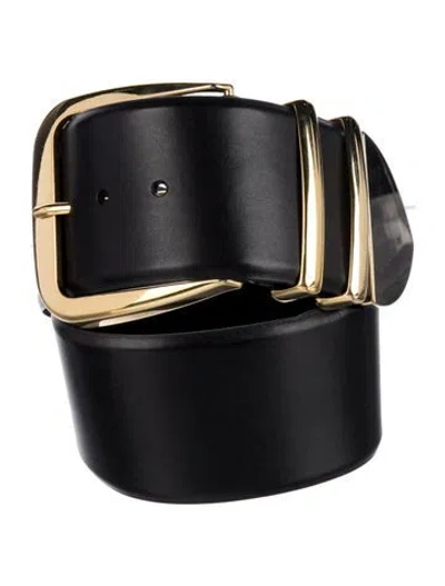 Pre-owned Alice And Olivia Wide Leather Belt In Black