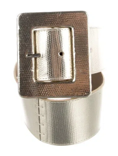Pre-owned Alice And Olivia Wide Leather Belt In Gold