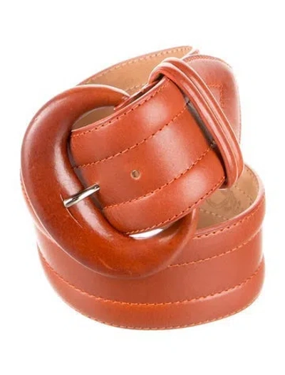 Pre-owned Alice And Olivia Wide Leather Waist Belt In Orange