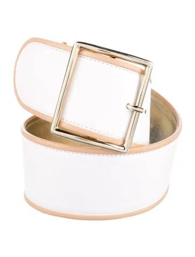 Pre-owned Alice And Olivia Wide Leather Waist Belt In White