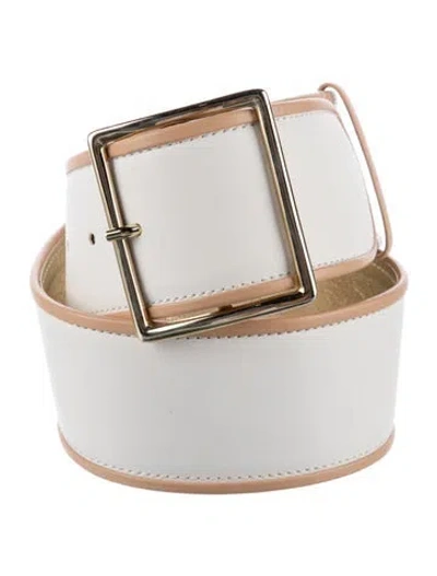 Pre-owned Alice And Olivia Wide Leather Waist Belt In White
