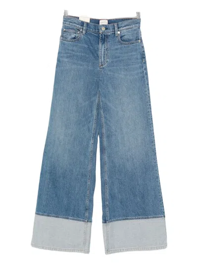 Alice And Olivia Wide-leg Contrast-cuff Jeans In Blue