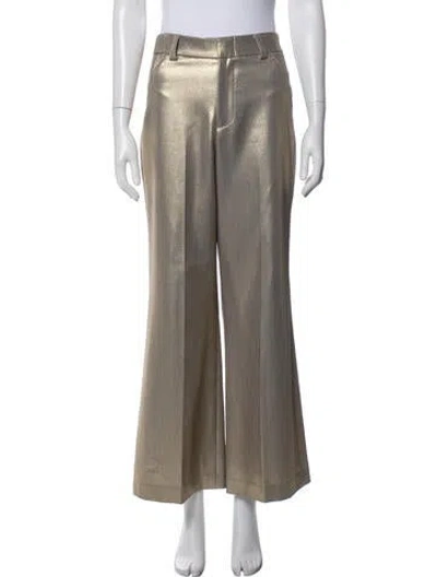 Pre-owned Alice And Olivia Wide Leg Pants In Gold/metallic