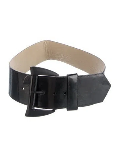 Pre-owned Alice And Olivia Wide Patent Leather Waist Belt In Black