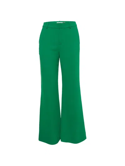 Pre-owned Alice And Olivia Wide-leg Crepe Trousers In Green