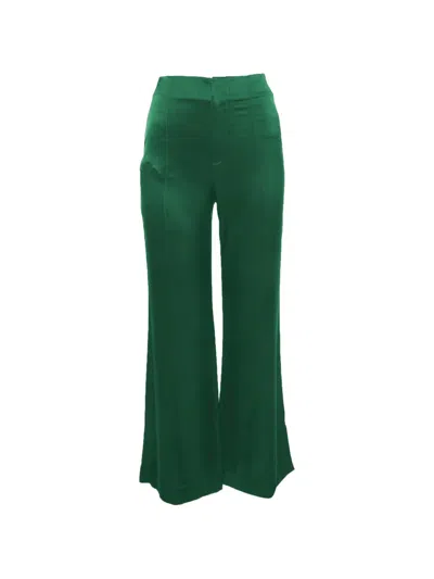 Pre-owned Alice And Olivia Wide-leg Satin Trousers In Green