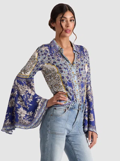 ALICE AND OLIVIA WILLA BELL SLEEVE TOP