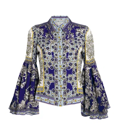 Alice And Olivia Willa Bell-sleeve Top In Blue