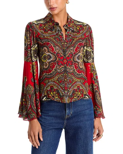 Alice + Olivia Alice And Olivia Willa Bell Sleeve Top In Multi
