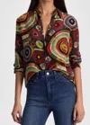 Alice And Olivia Hands Of Time Willa Placket Top In Multi