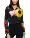 Alice And Olivia Willa Silk Blouse In Azalea Floral In Multi