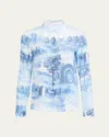 Alice And Olivia Willa Placket Blouse In Chateau