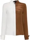 Alice And Olivia Alice + Olivia Willa Colorblock Silk Button-up Shirt In White