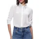 ALICE AND OLIVIA WILLA EMBELLISHED PLACKET TOP IN OFF WHITE