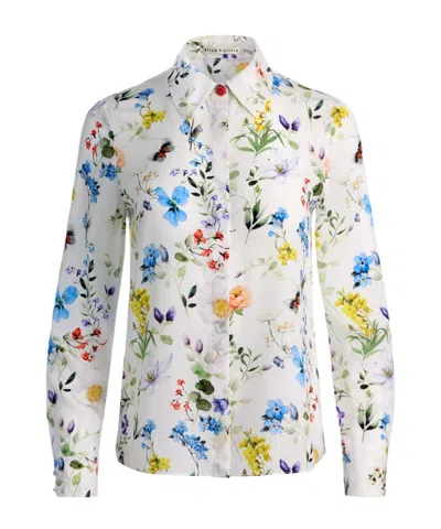 Alice And Olivia Willa Floral Blouse In Multi