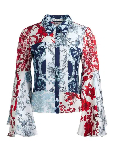 Alice And Olivia Willa Floral Print Shirt In Blue