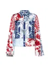ALICE AND OLIVIA WILLA FLORAL-PRINTED BELL-SLEEVED BLOUSE