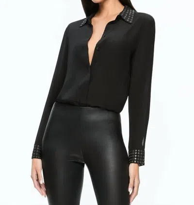 Alice And Olivia Willa Grommet Top In Black
