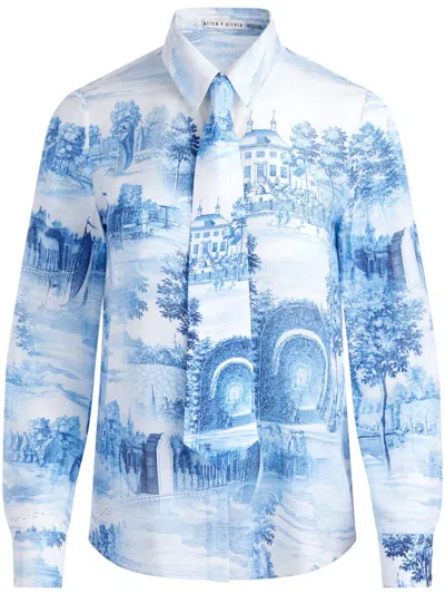 Alice And Olivia Willa Placket Blouse In White
