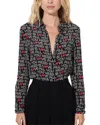 Alice And Olivia X The Beatles All You Need Is Love Willa Silk Placket Top