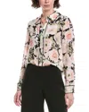 Alice And Olivia Willa Placket Silk Top In Multi