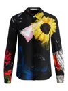 Alice And Olivia Willa Silk Blouse In Azalea Floral In Multi