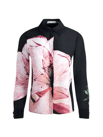Alice And Olivia Willa Floral-print Silk Crepe De Chine Shirt In Multi