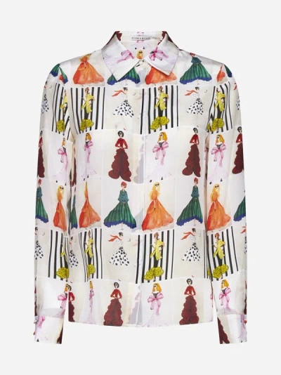 ALICE AND OLIVIA WILLA PRINT SILK SHIRT