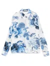 Alice And Olivia Willa Relaxed Placket Top Affection Small In Blue