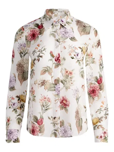 Alice And Olivia Alice + Olivia Printed Silk Shirt In Sweet Nothings