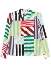 Alice And Olivia Willa Placket Top Sorbet Stripe In Green