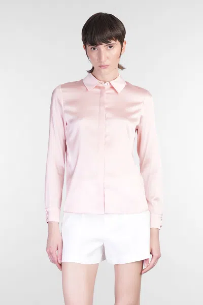 Alice And Olivia Willa Shirt In Rose-pink Silk