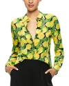Alice And Olivia Willa Placket Top In Lemon Tree