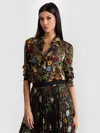 Alice And Olivia Willa Silk Blouse In Black