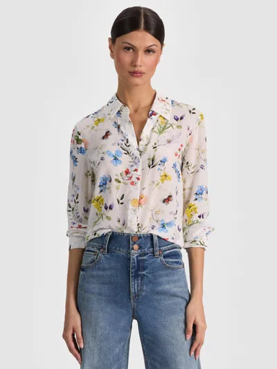 Alice And Olivia Alice And Oliva Willa Silk Shirt In Multi