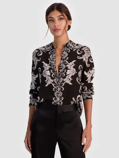 Alice And Olivia Willa Silk Blouse In Black