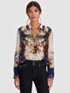 Alice And Olivia Willa Silk Blouse In Multi