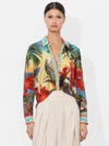 Alice And Olivia Island Dreams Willa Placket Top In Multi