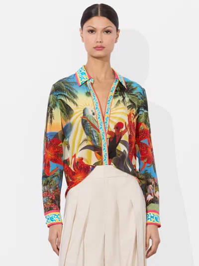 ALICE AND OLIVIA WILLA SILK BLOUSE