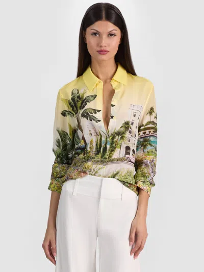 Alice And Olivia Willa Silk Blouse In Multi