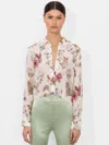 Alice And Olivia Alice + Olivia Printed Silk Shirt In Sweet Nothings