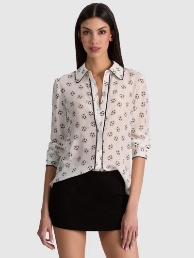 Alice And Olivia Willa Silk Blouse In White