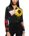 Alice And Olivia Willa Silk Blouse In Azalea Floral In Multi