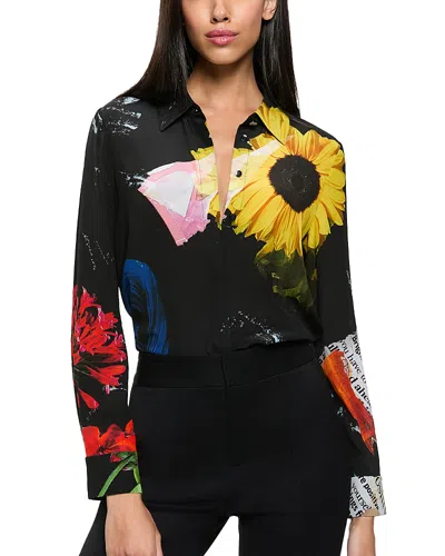 ALICE AND OLIVIA ALICE AND OLIVIA WILLA SILK PLACKET TOP