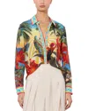 Alice And Olivia Island Dreams Willa Placket Top In Multi
