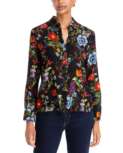 Alice And Olivia Willa Silk Shirt In Moonlit Manor Sm
