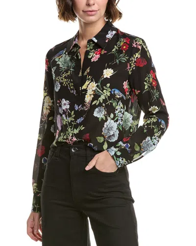 Alice And Olivia Willa Silk Top In Black