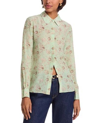 Alice And Olivia Willa Silk Top In Green