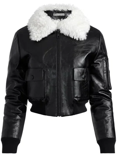 Alice And Olivia Willard Bomber Jacket In 黑色